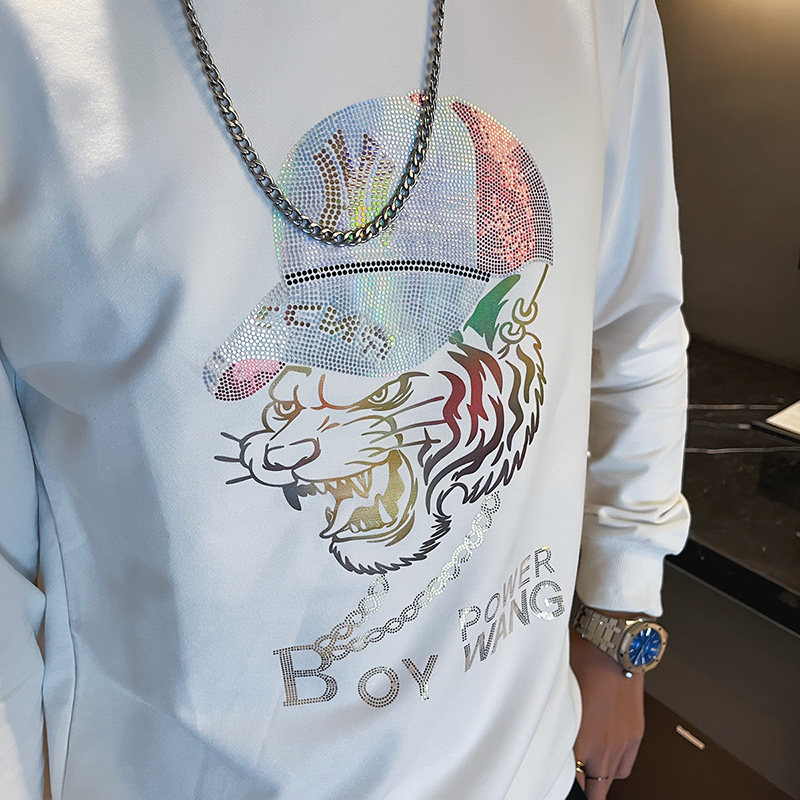 WY86秋装社会精神小伙修身卫衣男套头衫白,男装卫衣,电商A343