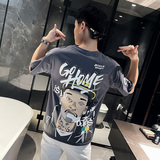 夏季短袖T恤衫社会小伙宽松半袖tee潮A343-TX216-P40控60白1，男装T恤，电商A343