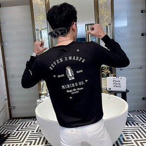 WY83 秋装社会精神小伙修身卫衣男套头衫 白图片
