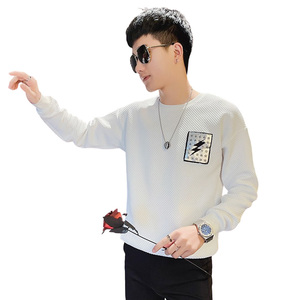 WY88 秋装社会精神小伙修身卫衣男套头衫 黑图片
