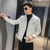 J秋季男外套ins网红社会小伙修身夹克潮流黑，男装夹克，电商A343