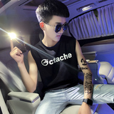 夏季背心男士无袖t恤社会小伙宽松汗衫坎肩A343-BX10-P35白色，男装背心/马甲，电商A343