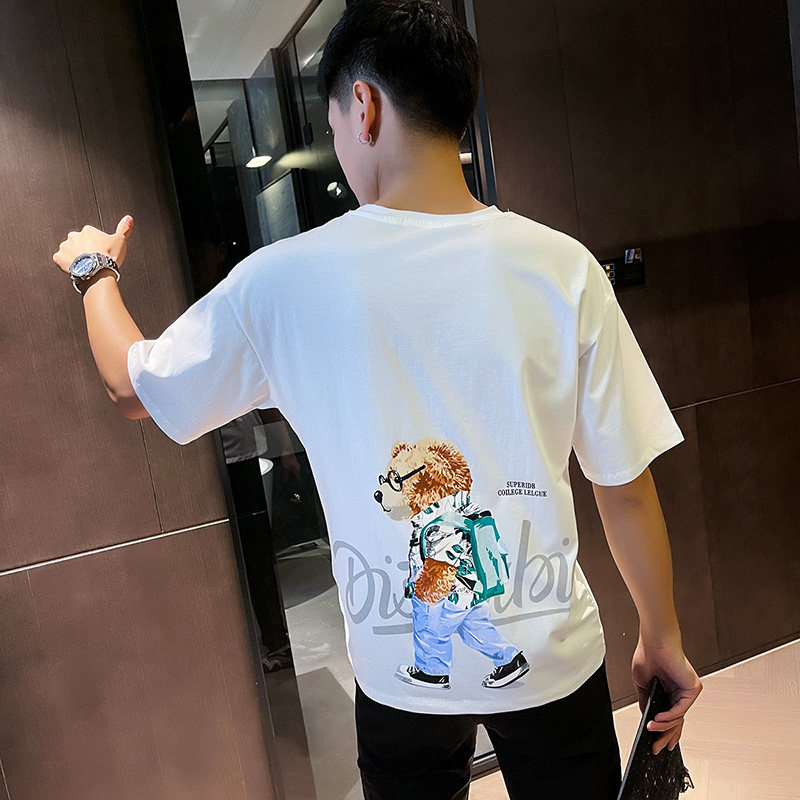 夏季短袖T恤衫社会小伙宽松半袖tee潮 A343-TX217-P40 控60 白1图片