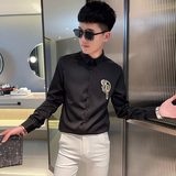 CS163秋装社会小伙修身长袖衬衫男衬衣白1，男装衬衫，电商A343