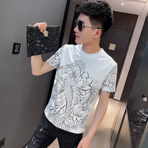 2021夏季圆领青春半袖修身短袖t恤衫男 TX251-P38 控58 白,男装T恤,电商A343