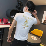 PL50-P45社会精神小伙修身刺绣短袖polo衫黑，男装Polo衫，电商A343
