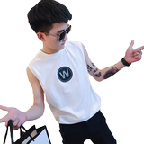 夏季背心男士无袖t恤社会小伙宽松汗衫坎肩A343-BX14-P35白，男装背心/马甲，电商A343