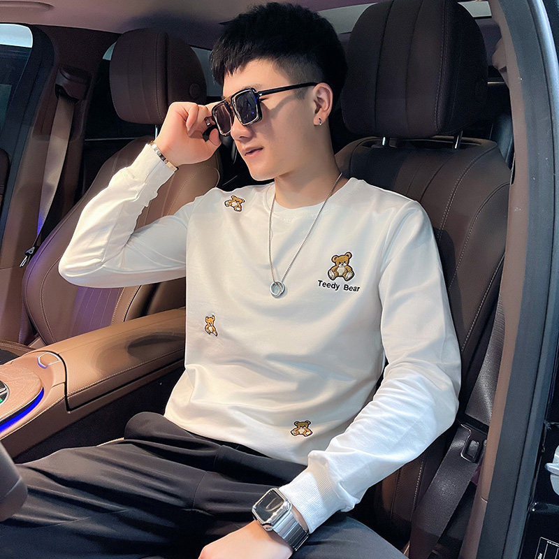 WY80秋装社会精神小伙修身卫衣男套头衫黑,男装卫衣,电商A343