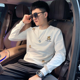 WY80秋装社会精神小伙修身卫衣男套头衫黑，男装卫衣，电商A343
