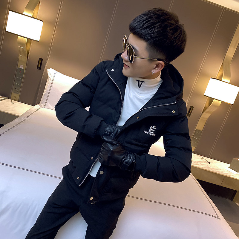 冬装社会小伙连帽棉衣男外套修身棉服红A343-CF36-P125控155,男装棉衣,电商A343