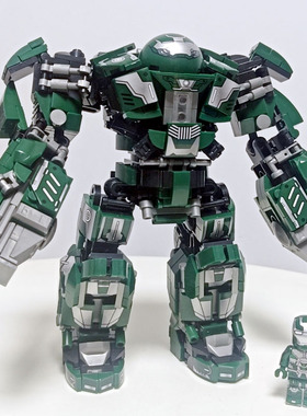 钢铁侠的MK26绿色机甲钢铁侠装甲模型人仔手办积木拼装玩具摆件