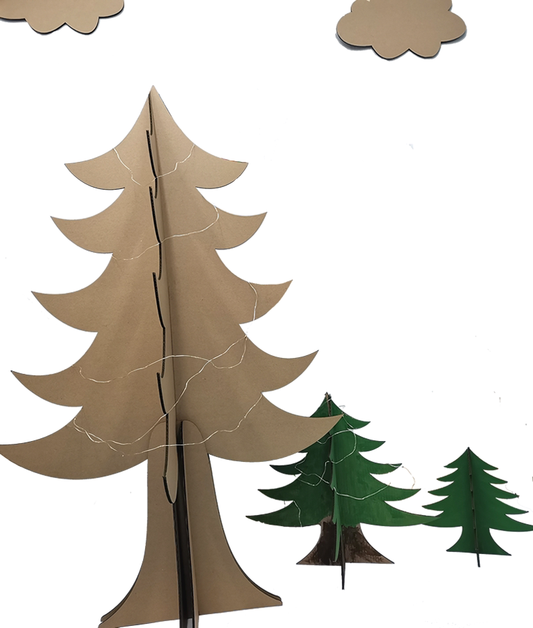 节日活动庆祝圣诞节新年树装饰涂色环创手工可挂饰硬纸板包邮