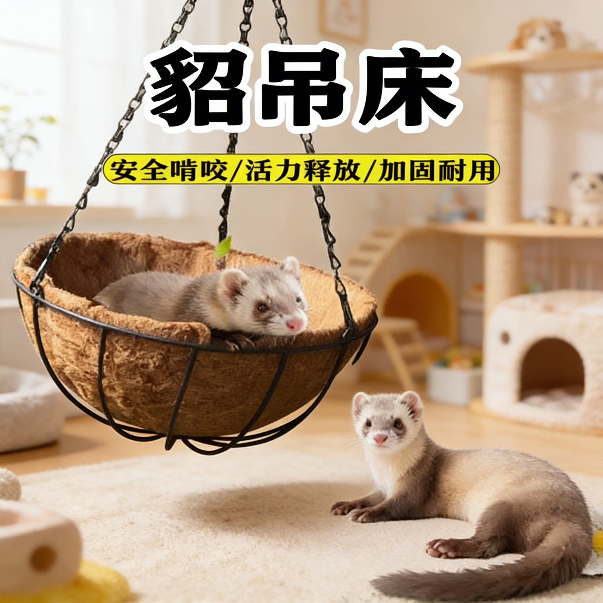 安格鲁貂吊床秋千悬挂式四季透气雪貂吊窝宠物玩具吊篮生活用品
