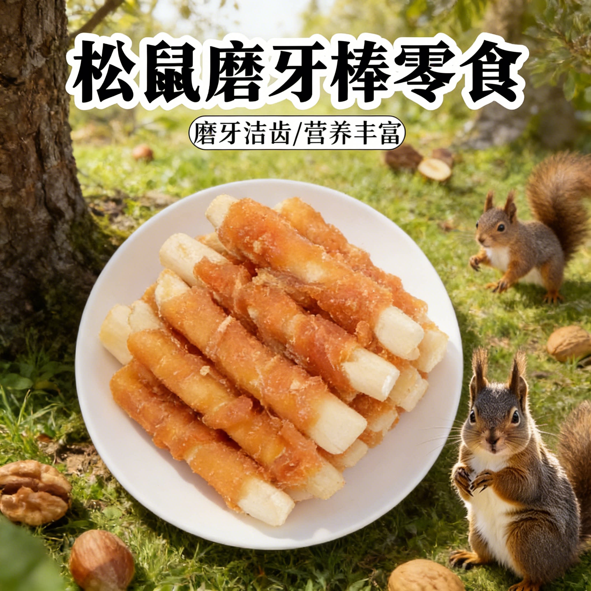 松鼠磨牙棒零食幼兔营养美味互动洁齿专用补充高蛋白营养宠物食物