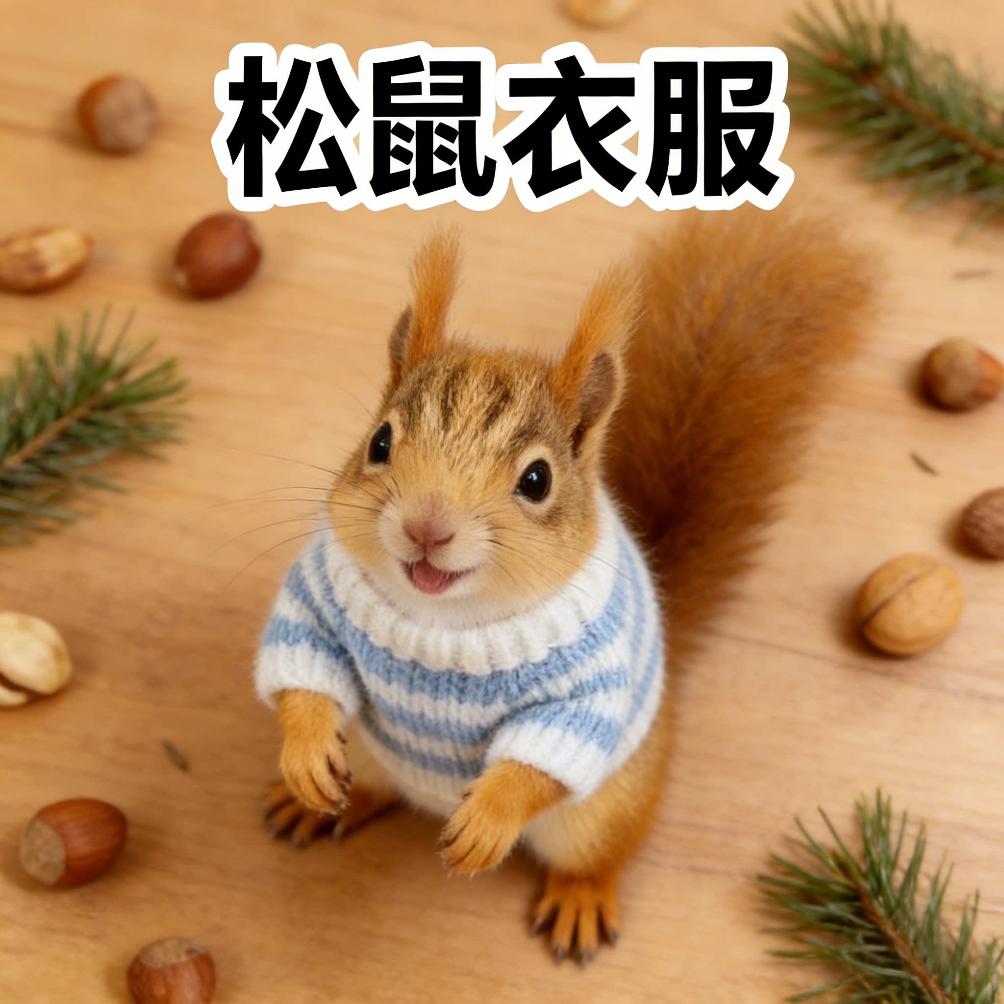 松鼠衣服冬天保温暖专用毛衣可爱毛绒背心式圆领宠物服饰冬季用品