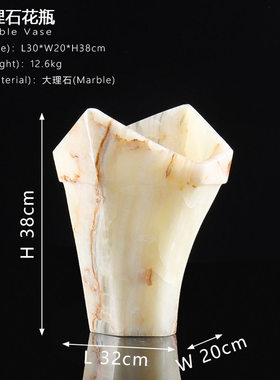 样板房售楼部天然大理石花瓶花器别墅酒店前台入户玄关玉石摆件