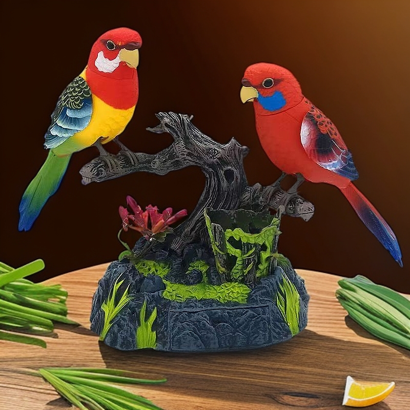 发声玩具儿童会叫会动鹦鹉小鸟西骑士客厅桌面装饰品创意电动网红