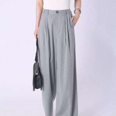 高腰显瘦天丝羊毛宽松阔腿西装裤
