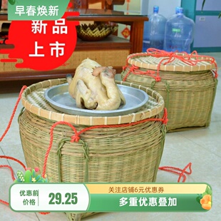 竹编收纳筐有盖拜神竹筐水果筐无盖 广西壮族农村竹制品扁担单个