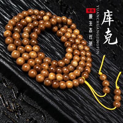 精品高抛库克手串108颗圆珠药片猪大肠多圈文玩菩提念珠佛珠项链