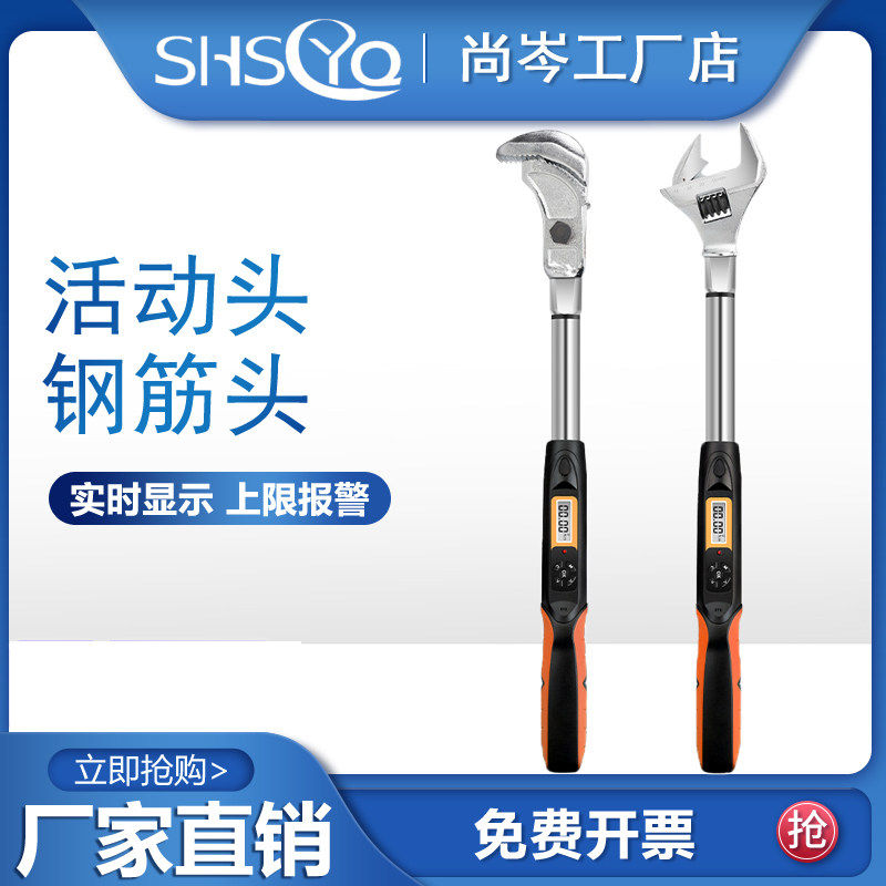 数显扭力扳手开口活动头可换头直螺纹套筒管钳钢筋电子扭矩扳手