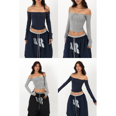 BLINGGIRLS一字肩百搭长袖