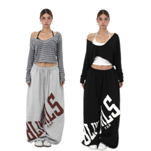 高街卫裤 阔腿裤 男女宽松休闲运动长裤 新款 印花秋季 BLINGGIRLS美式