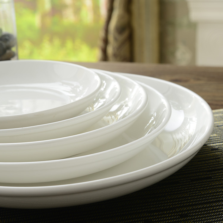 白陶瓷定制餐厅餐盘大盘深盘简约