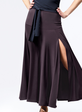 异国舞蹈新款国标舞摩登舞练功表演服左开叉大摆练习半身裙S2011