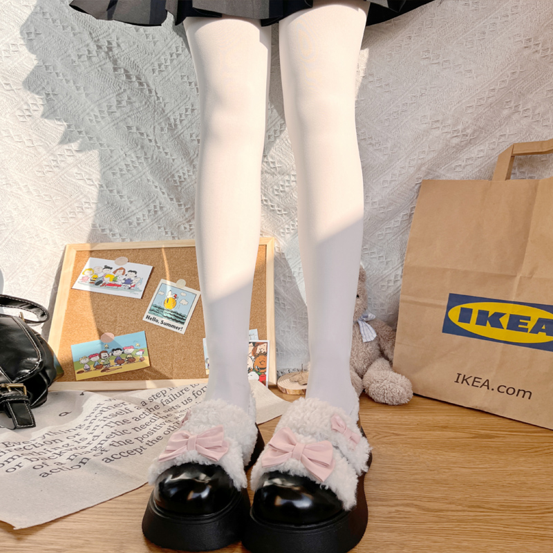 加绒加厚日系美腿显瘦白色连裤袜