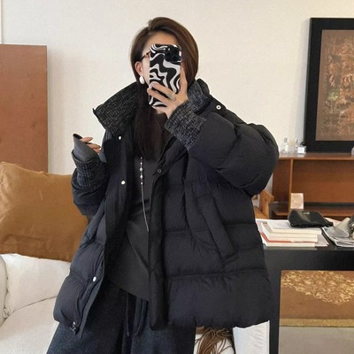 90白鸭绒针织拼接羽绒服