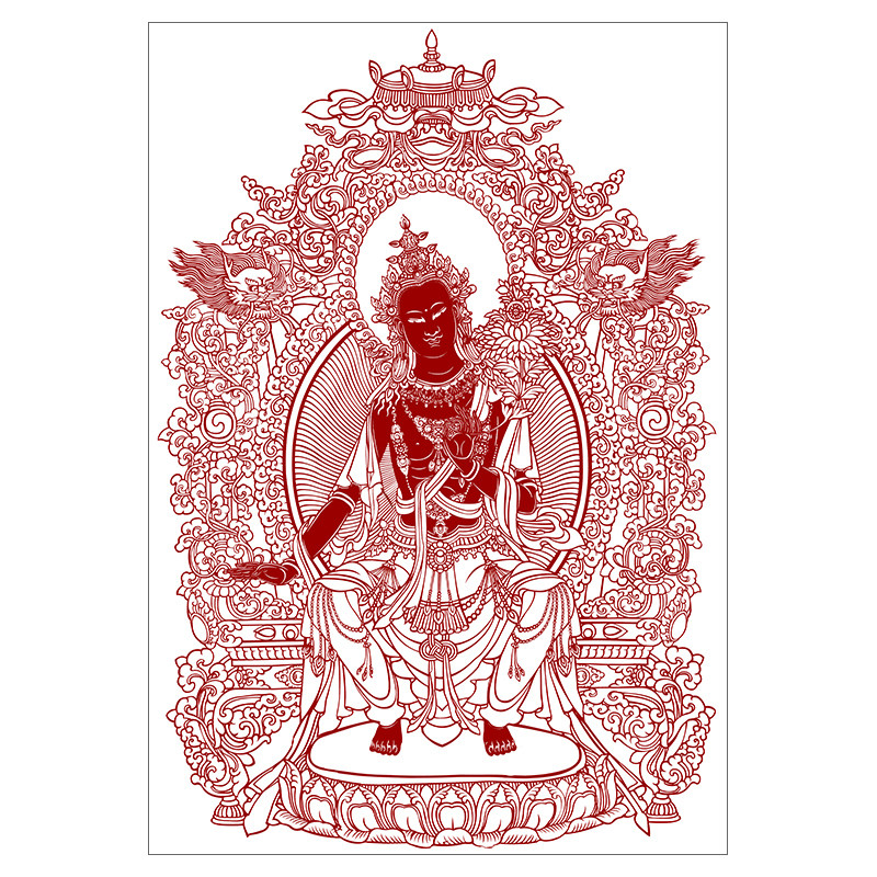 佛像人物剪纸图案打印底稿高清纯手工刻纸素材黑白图样中国风窗花