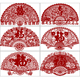 折扇福字剪纸图样手工刻纸图案打印底稿6张中国特色窗花装 饰画