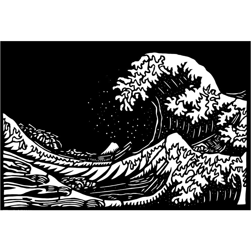 海浪浪花剪纸底稿手工刻纸图样diy模板中国风窗花图案打印底稿