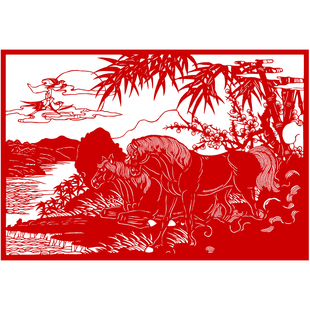 青梅竹马刻纸图案底稿手工剪纸图案底稿模板中国风窗花图样打印稿