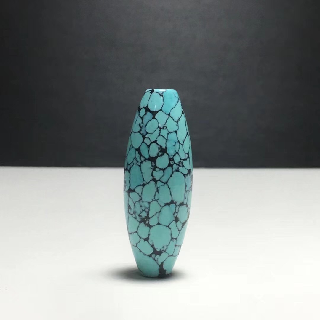 高瓷绿松石水草纹天珠网花配珠顶珠背云金刚菩提手串配饰配件