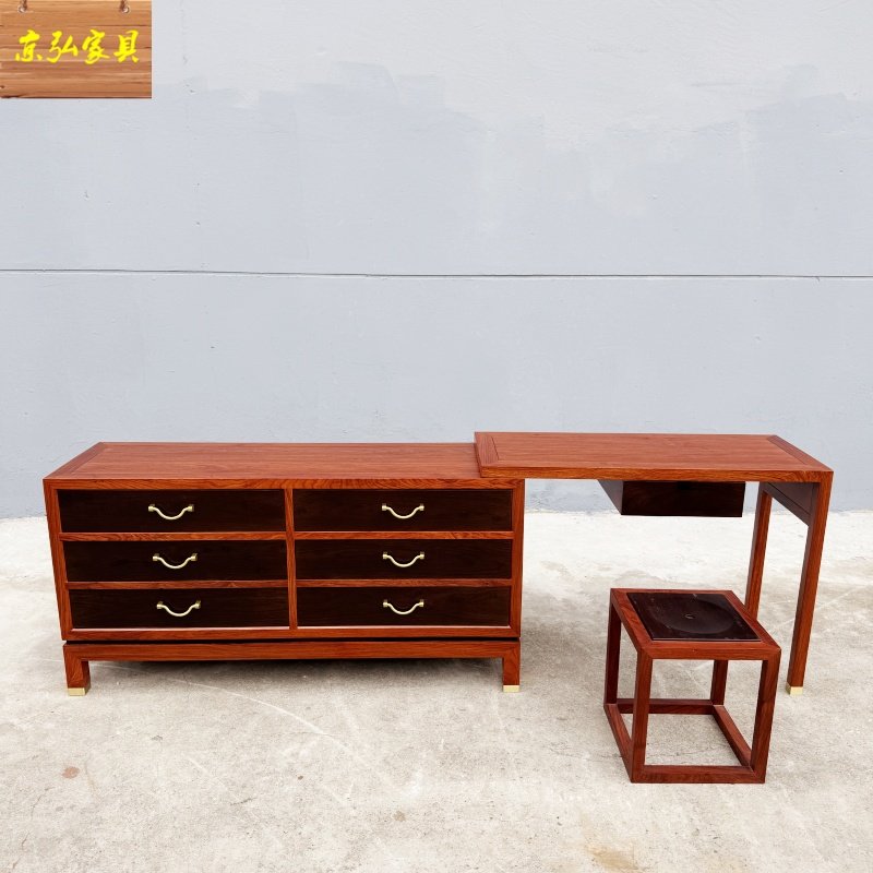 新中式化妆台斗柜一体卧室收纳柜刺猬紫檀实木化妆台转角书桌厂家,住宅家具,红木书桌,淘宝优惠券,粉丝福利购,淘宝优惠卷