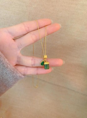 碧玺回纹珠项链女黄金色招财精致时尚气质轻奢高颜值好寓意锁骨