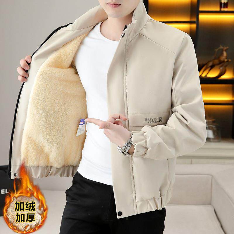 外套男秋冬季2025新款加绒加厚潮流帅气休闲百搭夹克衣服青年男装,男装,夹克,淘宝优惠券,粉丝福利购,淘宝优惠卷