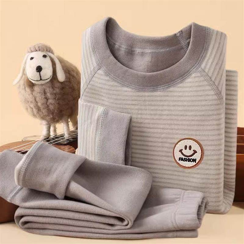 儿童德绒秋衣秋裤套装男童女童加绒加厚保暖内衣2024新款男孩冬季