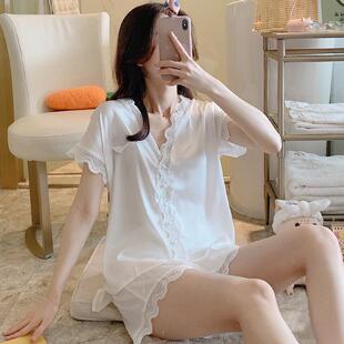 冰丝睡衣女夏季薄款短袖短裤两件套装夏天性感可爱女士丝绸家居服