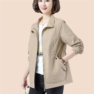 40岁以上适用 休闲外套 宽松外衣 春秋中长风衣通勤款 女士大码