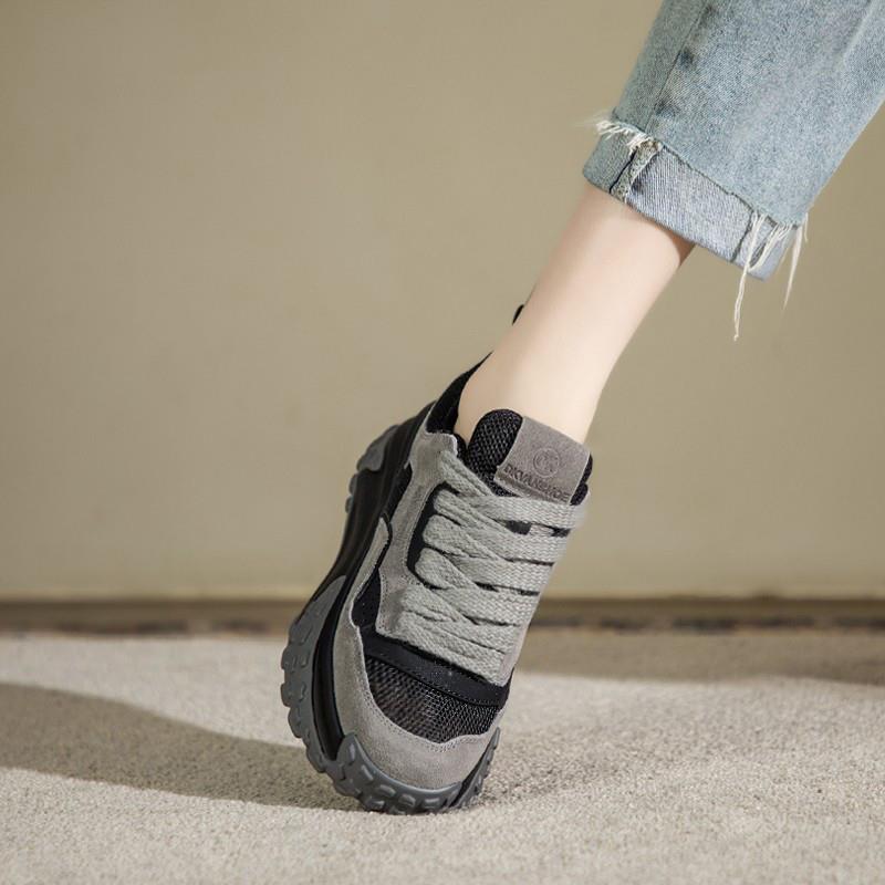 松糕厚底老爹鞋女2025夏季新款百搭内增高网面透气休闲运动鞋爆款