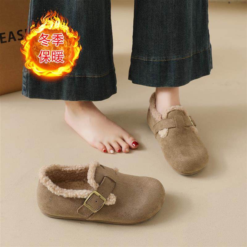 覆古冬季勃肯鞋女保暖加绒鞋子女2025新款爆款百搭二棉孕妇乐福鞋,女鞋,棉鞋,淘宝优惠券,粉丝福利购,淘宝优惠卷