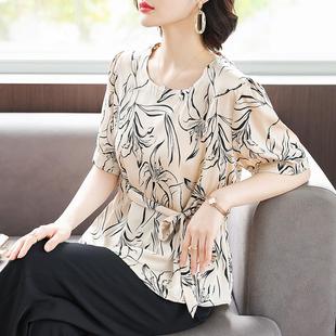 中老年女裝 現(xiàn)貨中年媽媽夏裝 T恤2025新款 貴夫人雪紡上衣套裝 短袖