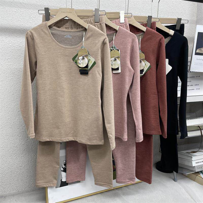 秋冬加厚山羊绒蚕丝保暖秋衣卫生裤套装修身加绒内衣女美体打底58