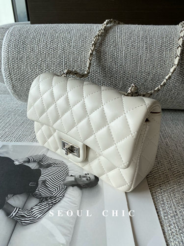 SEOULCHIC 菱格小方包链条包2024新款车缝线信封包单肩斜挎腋下包