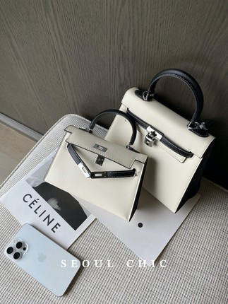 SEOULCHIC  撞色手掌纹凯莉包单肩斜挎手提包