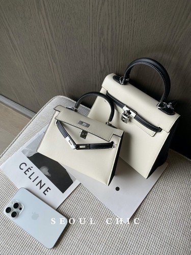 SEOULCHIC  撞色手掌纹凯莉包单肩斜挎手提包