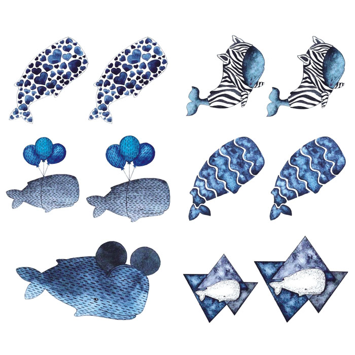 喵小姐-可爱海豚纹身贴防水女 持久仿真韩国少女心贴纸促销套装